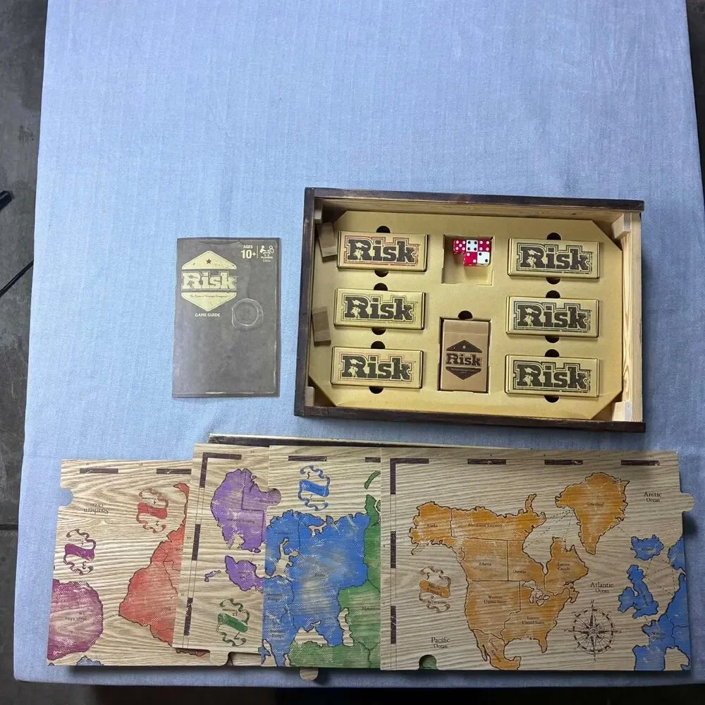 Risk Rustic Series Edition Hasbro 2017 Wooden Box Classic Family Open Unused